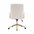 Textured Boucle Fabric White and Gold Office Chair - Height Adjustable Chair