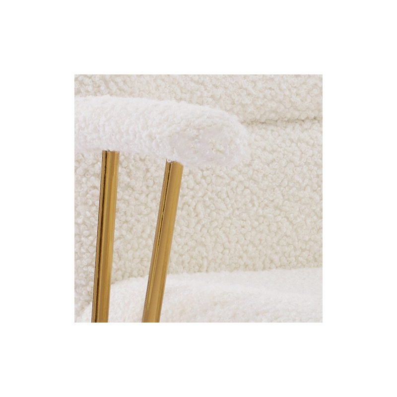 Textured Boucle Fabric White and Gold Office Chair - Height Adjustable Chair