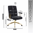 Textured Boucle Fabric Black and Gold Office Chair - Height Adjustable Chair
