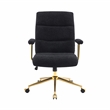 Textured Boucle Fabric Black and Gold Office Chair - Height Adjustable Chair