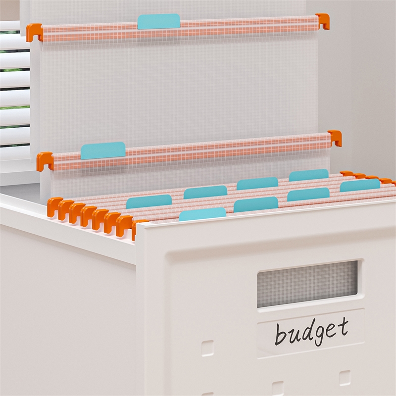 Set of 2 Collapsible Stackable Rolling File Boxes with Lids and 10 Hanging Files