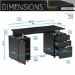 Techni Mobili Executive Desk with 3 Drawers and Cabinet - Black and Gold
