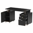 Techni Mobili Executive Desk with 3 Drawers and Cabinet - Black and Gold