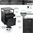 Techni Mobili Black 2-Drawer Rolling Locking File Cabinet w/ USB