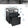 Techni Mobili Black 2-Drawer Rolling Locking File Cabinet w/ USB