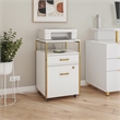 Techni Mobili White & Gold Rolling Locking File Cabinet w/ USB