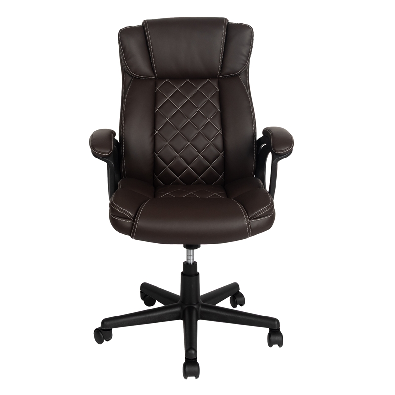 Techni Mobili High-Back Ergonomic Office Chair - Brown Faux Leather