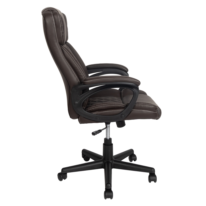 Techni Mobili High-Back Ergonomic Office Chair - Brown Faux Leather