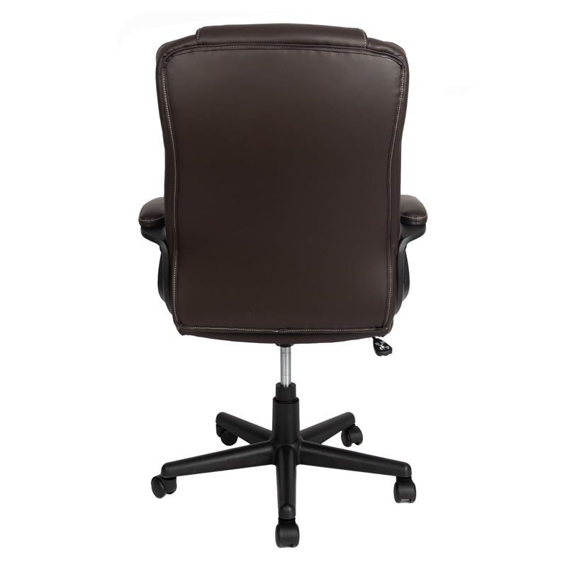 Techni Mobili High-Back Ergonomic Office Chair - Brown Faux Leather