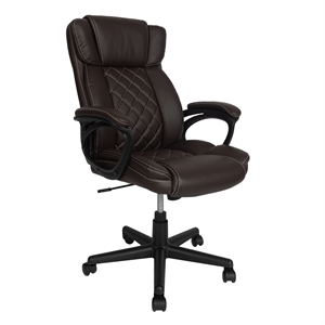 Techni Mobili High-Back Ergonomic Office Chair - Brown Faux Leather