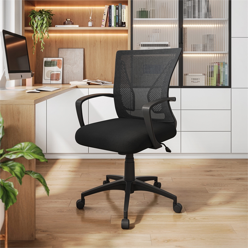Techni Mobili Ergonomic Black Mesh Office Chair with Adjustable Height