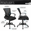 Techni Mobili Ergonomic Black Mesh Office Chair with Adjustable Height