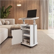 Techni Mobili White Rolling Laptop Cart - Adjustable Height Desk with Storage