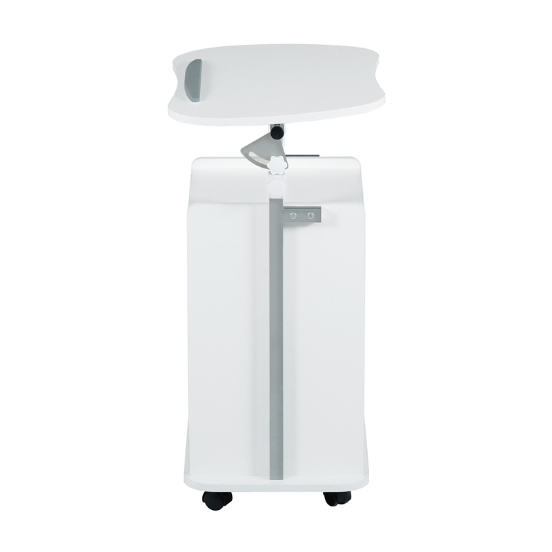 Techni Mobili White Rolling Laptop Cart - Adjustable Height Desk with Storage