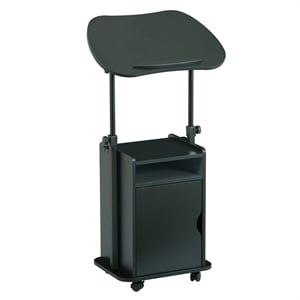 Techni Mobili Black Rolling Laptop Cart - Adjustable Height Desk with Storage