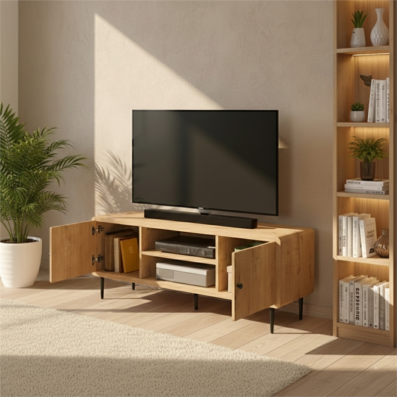 Techni Mobili Mid Century TV Stand for TVs Up to 60in. Oak