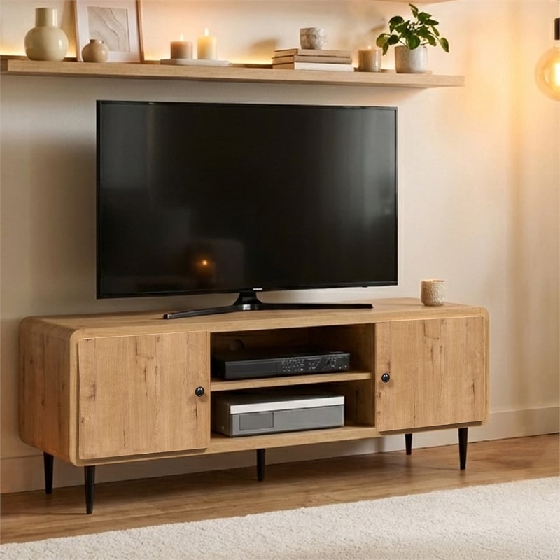 Techni Mobili Mid Century TV Stand for TVs Up to 60in. Oak