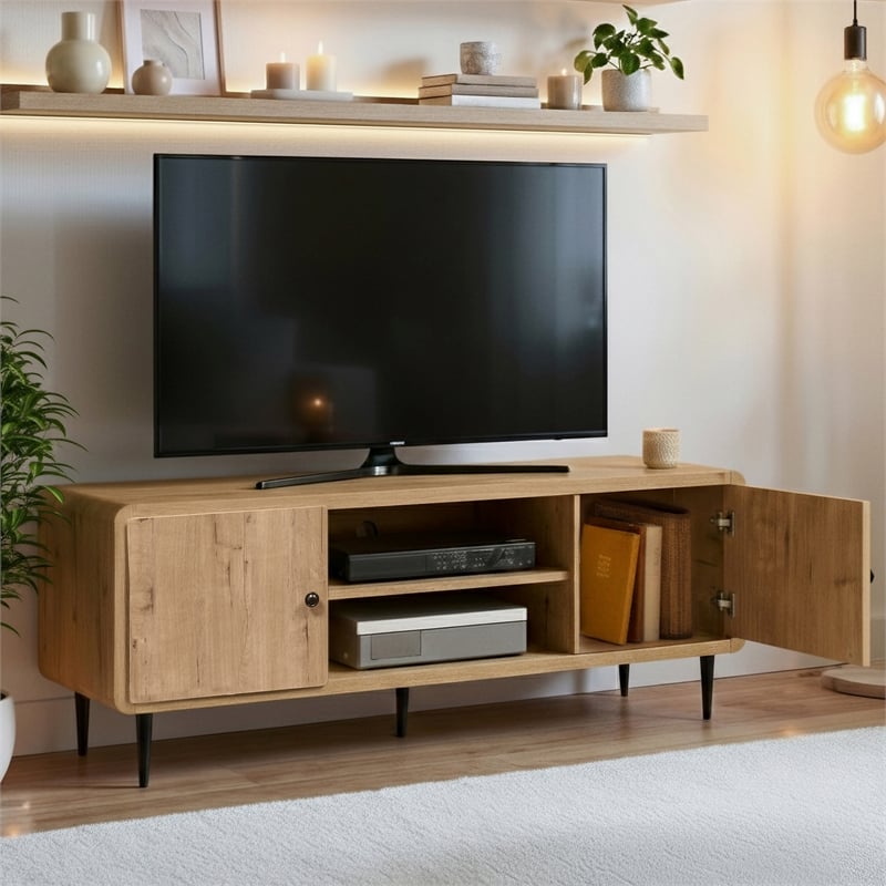 Techni Mobili Mid Century TV Stand for TVs Up to 60in. Oak