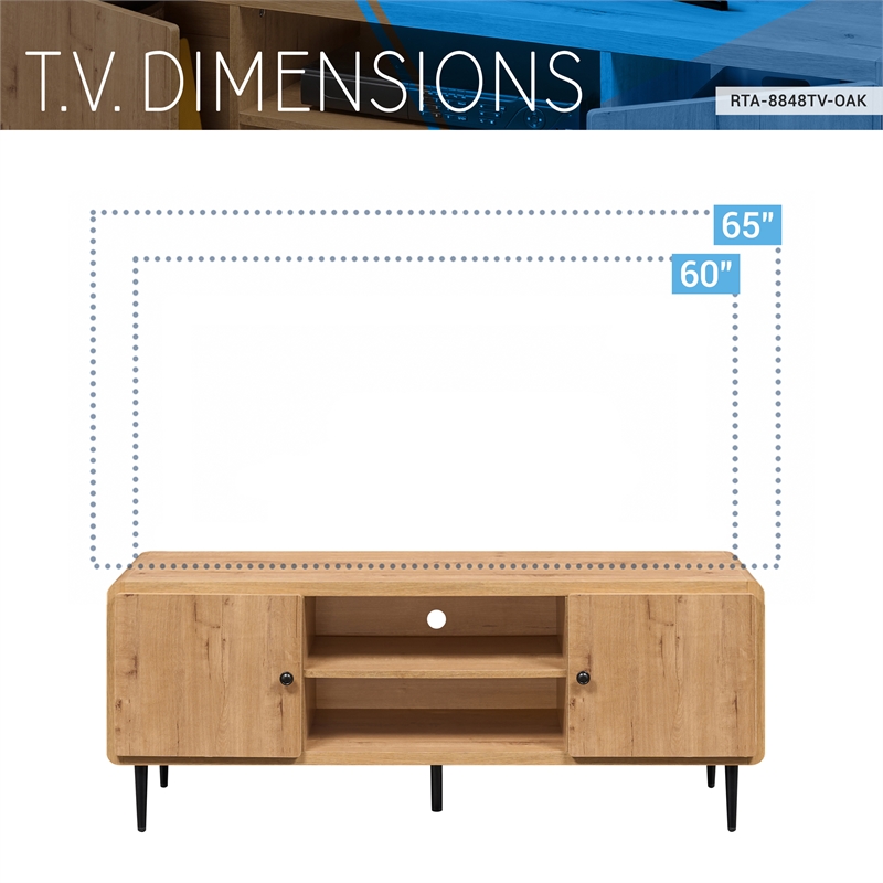 Techni Mobili Mid Century TV Stand for TVs Up to 60in. Oak