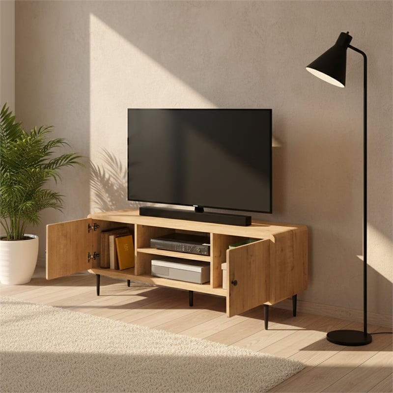 Techni Mobili Mid Century TV Stand for TVs Up to 60in. Oak