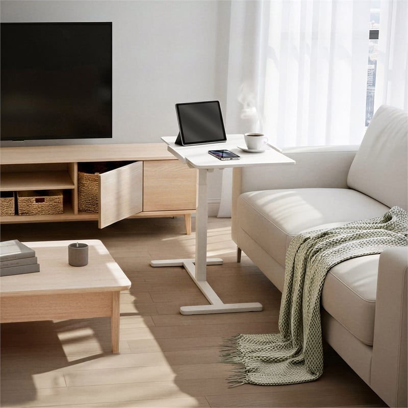 Techni Mobili Sit-to-Stand Rolling Adjustable Laptop Cart White