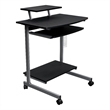 Techni Mobili Wood & Steel Compact Computer Cart with Storage in Graphite Gray