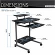 Techni Mobili Wood & Steel Compact Computer Cart with Storage in Graphite Gray