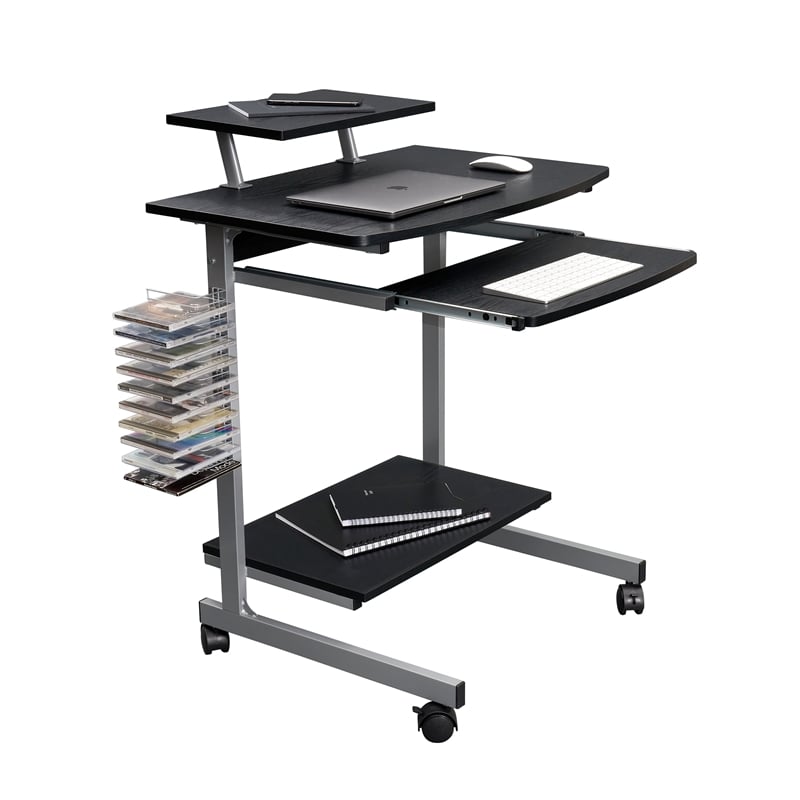 Techni Mobili Compact Computer Cart With Storage Espresso
