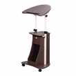 Techni Mobili Deluxe Sit-to-Stand Rolling Laptop Cart With Storage in Chocolate