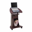 Techni Mobili Deluxe Sit-to-Stand Rolling Laptop Cart With Storage in Chocolate