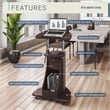 Techni Mobili Deluxe Sit-to-Stand Rolling Laptop Cart With Storage in Chocolate