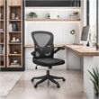 Techni Mobili Black Mesh Office Chair with Lumbar Support and Flip-Up Arms
