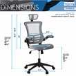 Techni Mobili Executive High Back Office Chair w/ Headrest in Silver Gray Fabric