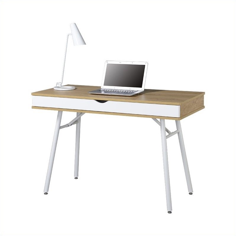 Techni Mobili Workstation with Cord Management and Storage in Pine