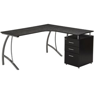 techni mobili l shape corner desk with file cabinet in dark espresso