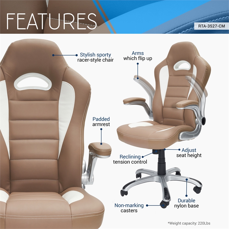 Techni Mobili Sport Race Executive Office Chair in Camel