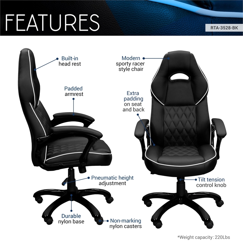 Techni Mobili Sport Race Chair in Black