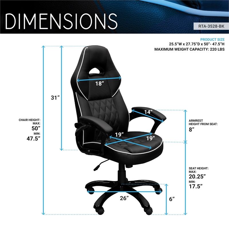 Techni Mobili Sport Race Chair in Black