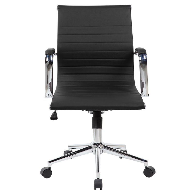 Techni Mobili Modern Medium Back Task Chair in Chrome/Black
