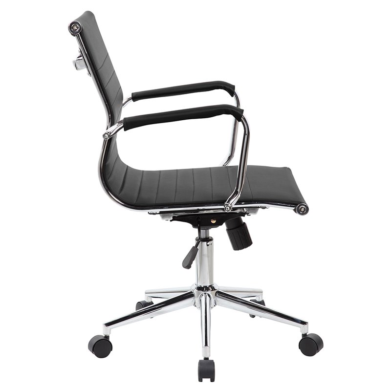 Techni Mobili Modern Medium Back Task Chair in Chrome/Black