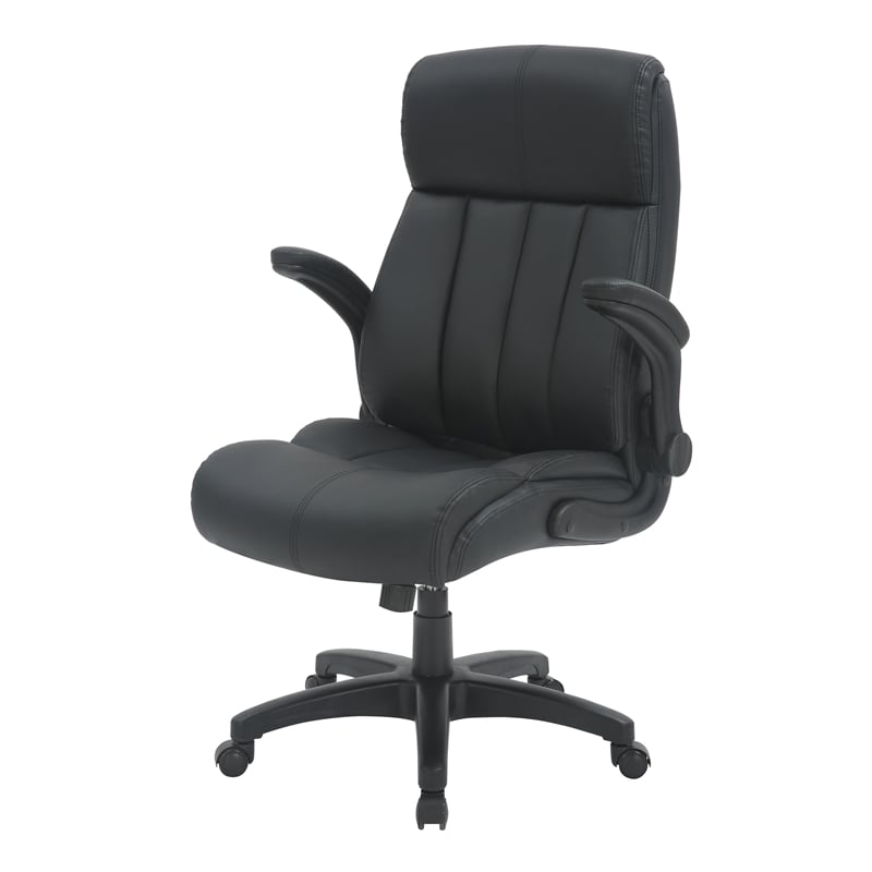 Techni Mobili Medium Back Executive Office Chair with Flip-up Arms Black