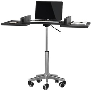 techni mobili folding table laptop cart in graphite