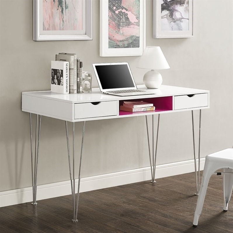 Walker Edison Computer Desk in Hot Pink D48CA1PK