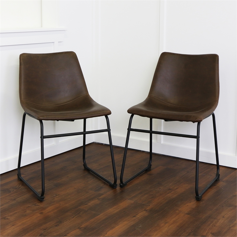 Faux Leather Dining Chair in Brown set of 2 814055025167 eBay