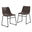 Walker Edison Faux Leather Dining Chair in Brown (Set of 2)