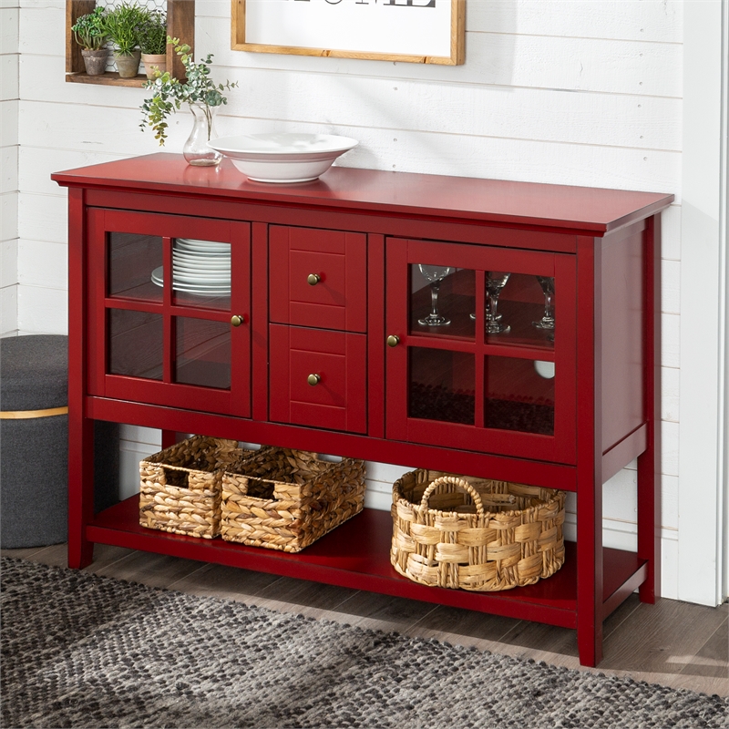 52" Buffet Table TV Stand in Antique Red Cymax Business