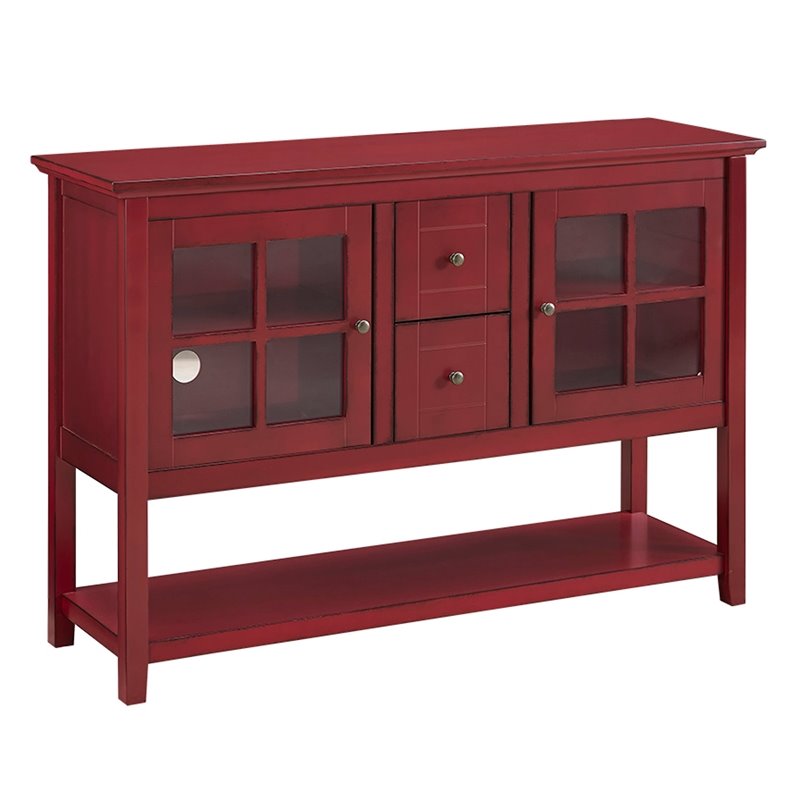 52 Inches Wood Console Table Tv Stand Antique Red