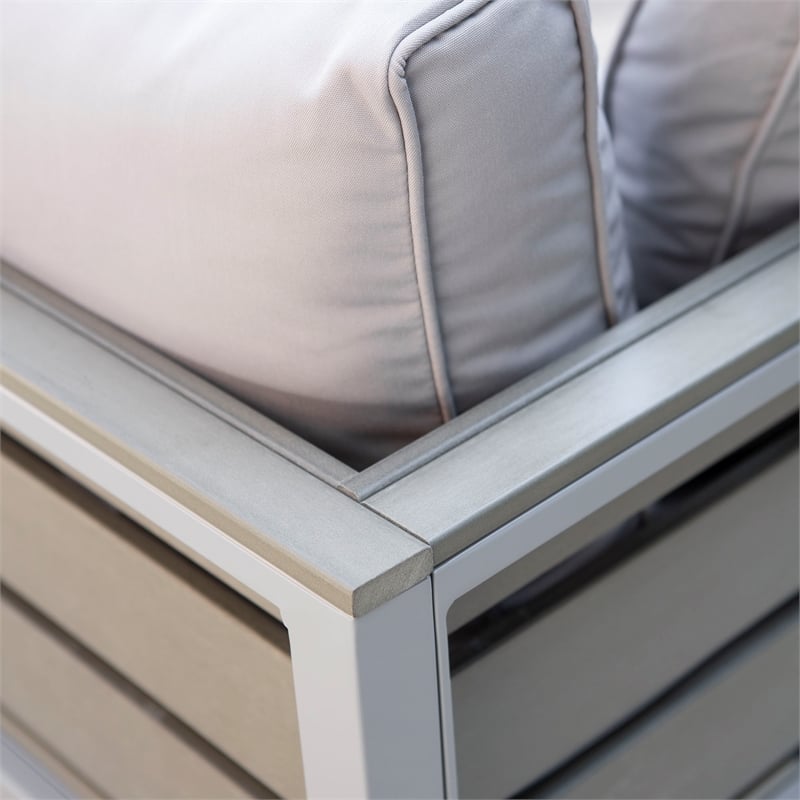 Walker Edison The Ansville 4-Piece Coastal Aluminum Outdoor Sofa Set - Gray