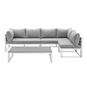 4-piece aluminum outdoor patio conversation set with cushions - grey