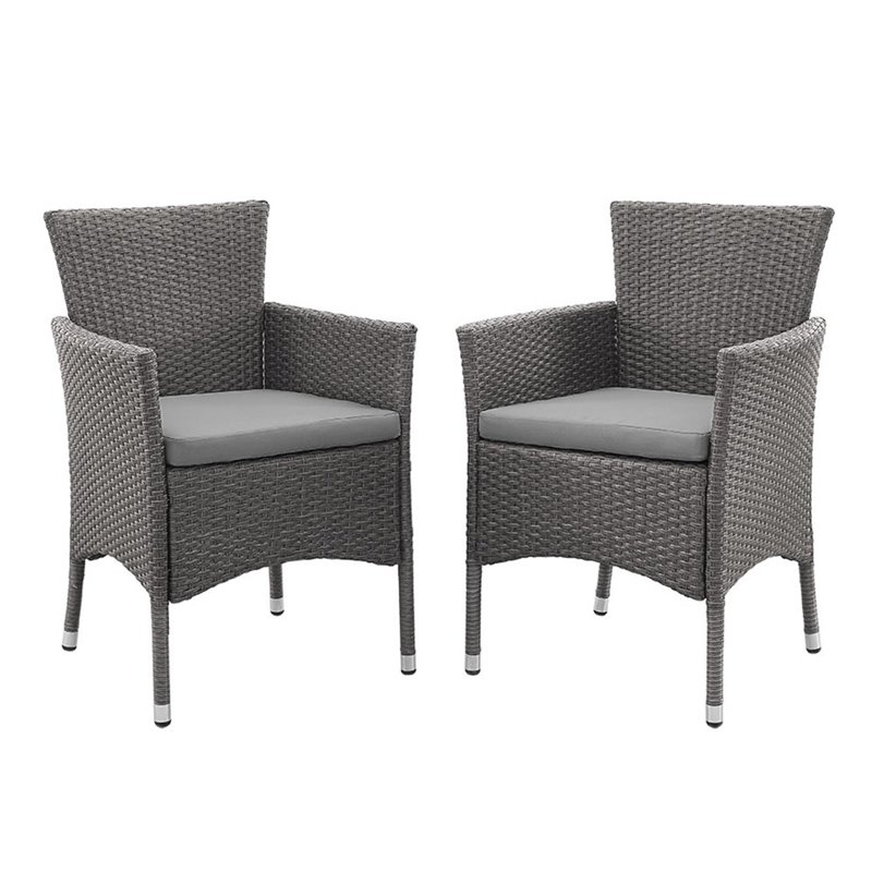 Walker Edison Angelo Home Rattan Patio Dining Chair In Gray Set Of Walker Edison Angelo Home Rattan Patio Dining Chair In Gray Set Of 2